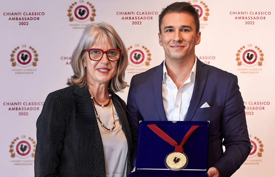 Daniel Stojcic with Carlotta Gori, director of the Chianti Classico Consorzio