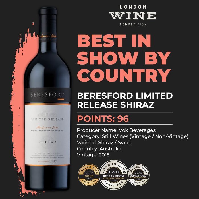 2015 Beresford Limited Release Shiraz by Vok Beverages