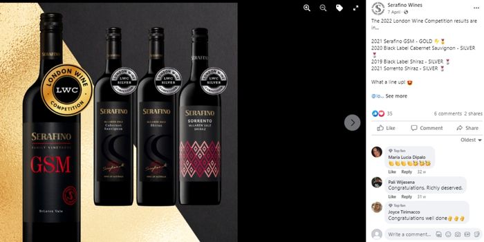 North Yorkshire, England Online Wine Shop showing medals on the products that won
