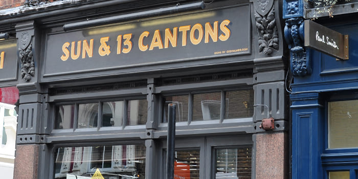 The Sun & 13 Cantons Pub in Soho, London