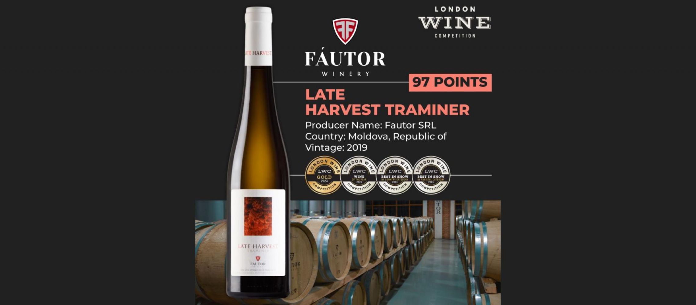 Photo for: Moldova Wine Wins The Best Wine Award at 2023 London Wine Competition.