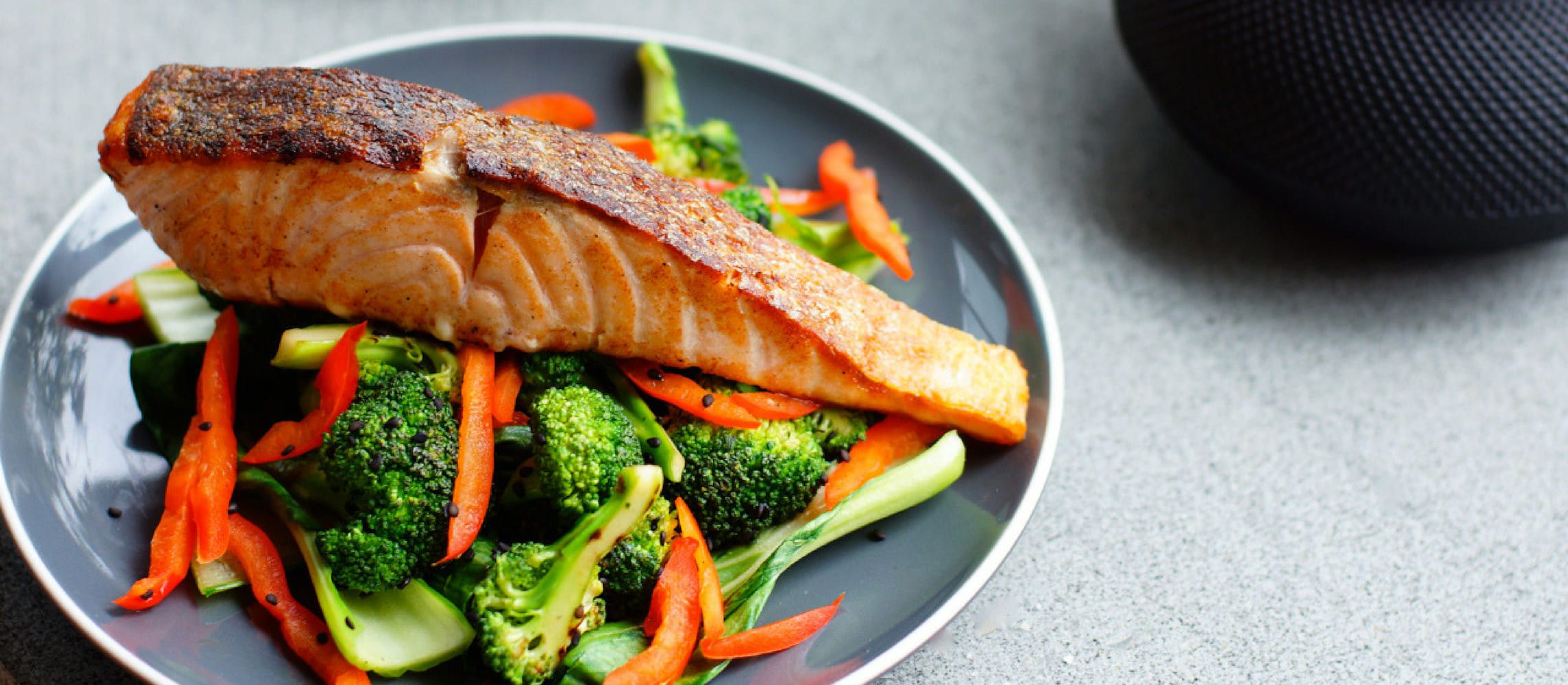 Photo for: Healthy Serve of Salmon Accompanied by a Light Red Wine