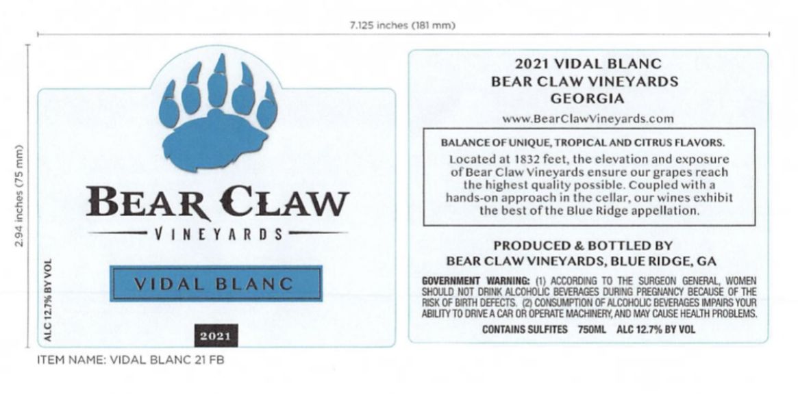 Photo for: Bear Claw Vidal Blanc